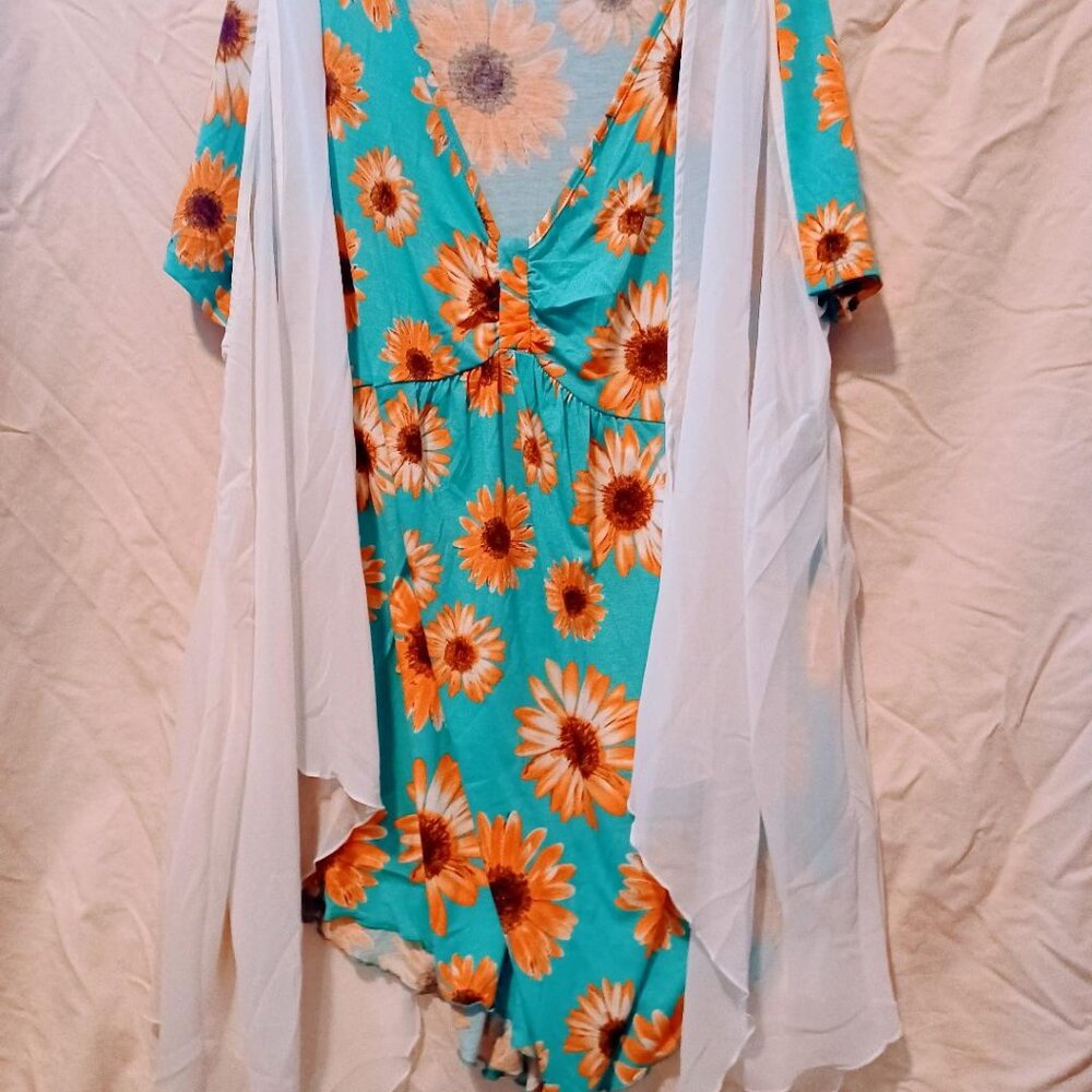 NWT Rosegal 2 pc Sunflower Top Tunic with Vest 2X